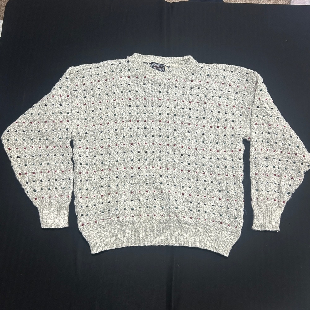 Currier Cove Outfitters Vintage Mens Gray Cotton Knit Sweater Medium USA 90s